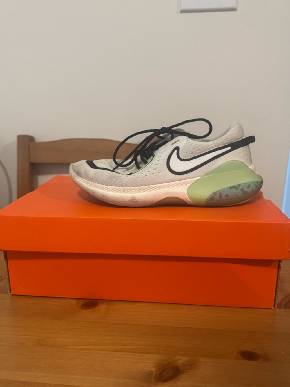 Nike Women's White with Light Green and Black Running Sneakers